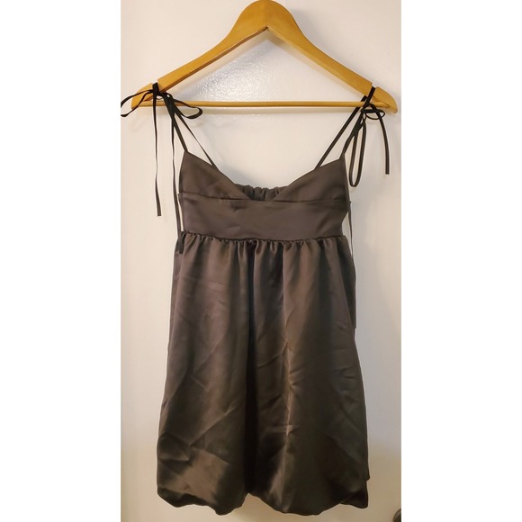 PAR VIOLET Dress XS Girl's On Film Black Satin Dress Bubble Hem Spaghetti Straps - Picture 4 of 15